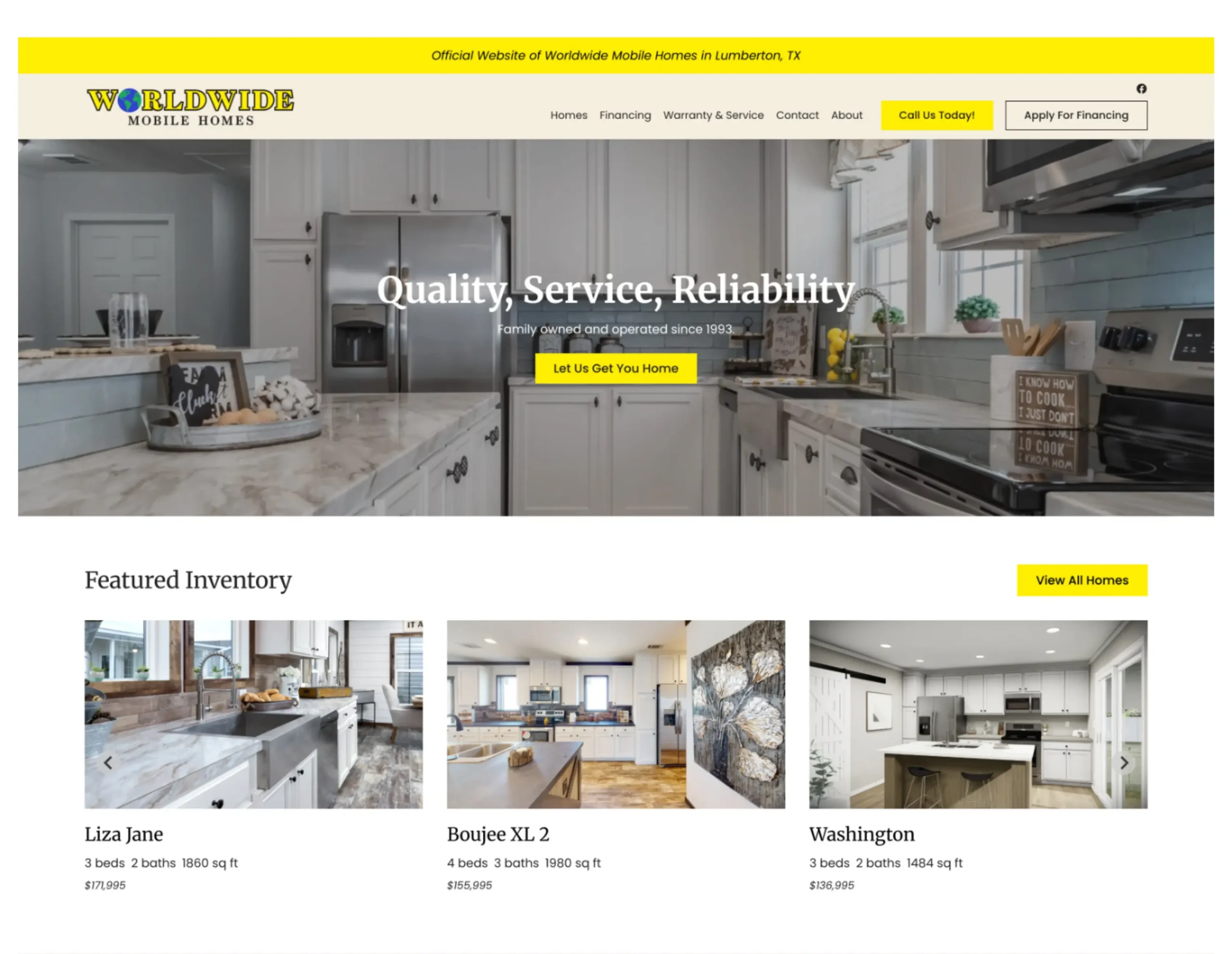 Worldwide Mobile Homes screenshot on the PowerSlide platform